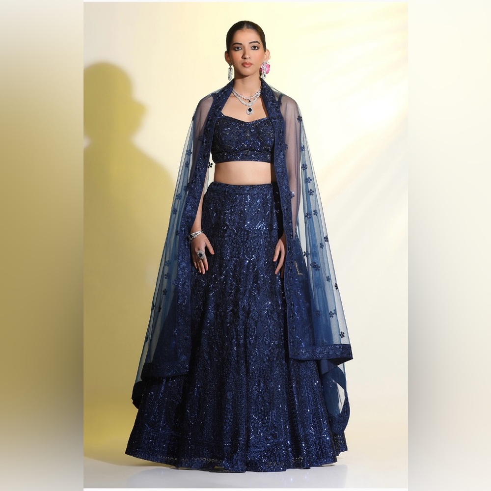 Chic Blue Skirt Set with Elegant Design